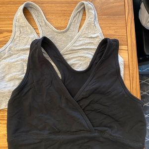 Kindred Bravely French Terry Nursing Sleep Bra Bundle (L) - Black & Grey Heather